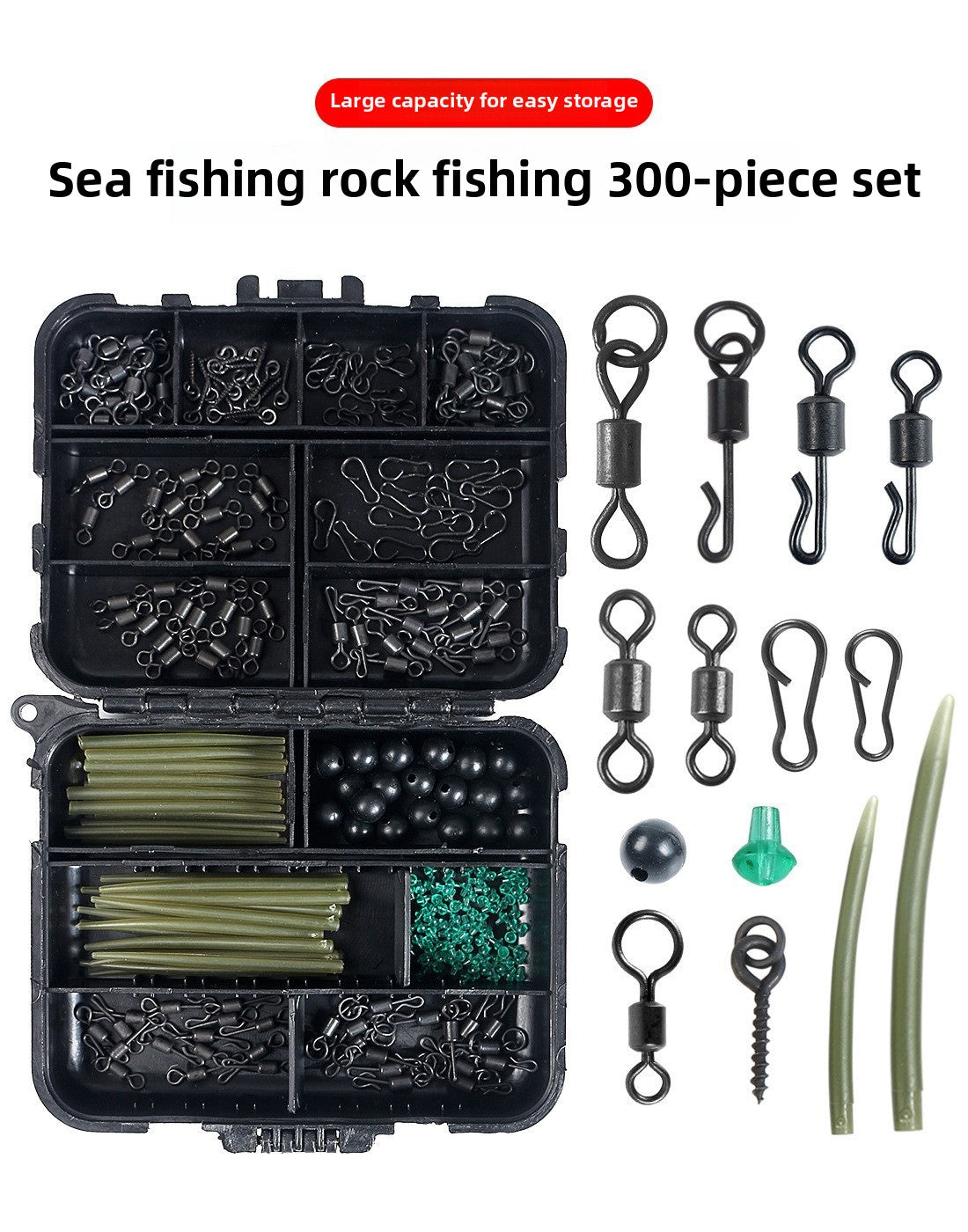 ReelUp 300pcs fishing tackle kit with soft baits and hooks