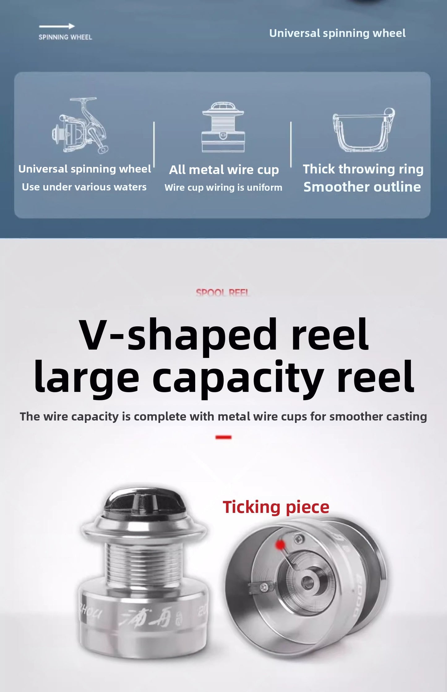 ReelUp lightweight saltwater spinning fishing reel front view