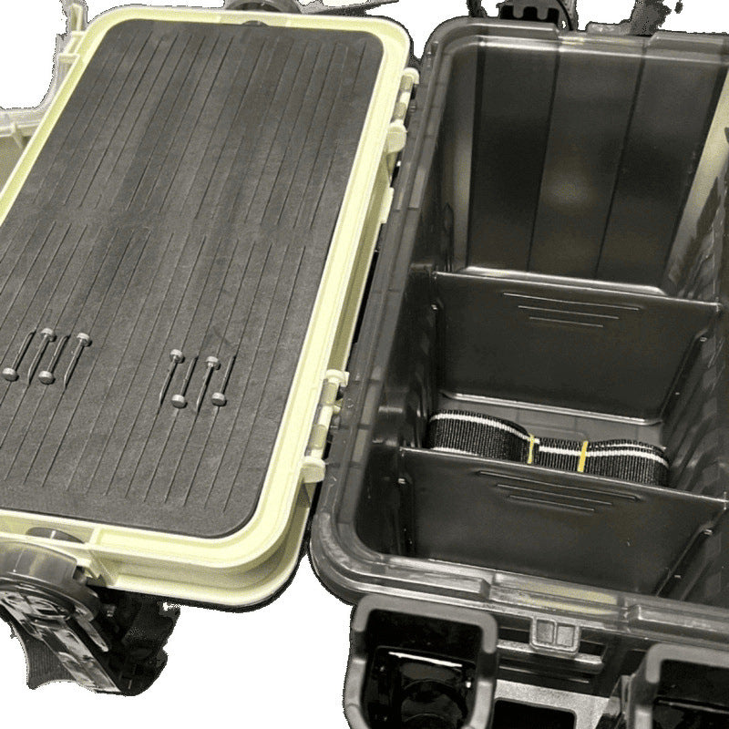 ReelUp multi-functional fishing tackle box with rod holders