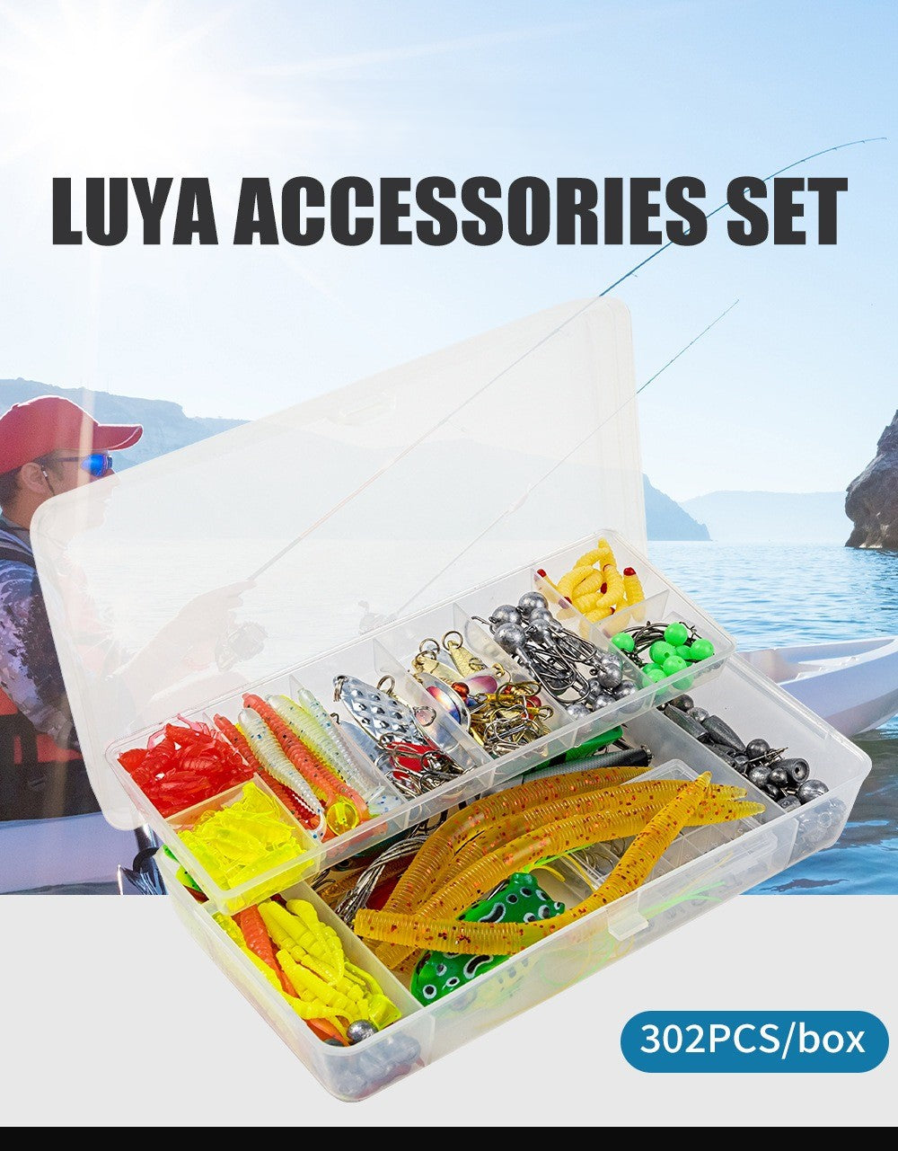 ReelUp 302pcs fishing tackle kit with box