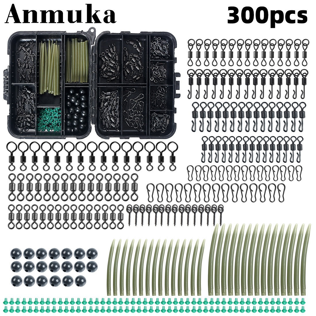 ReelUp 300pcs fishing tackle kit with soft baits and hooks