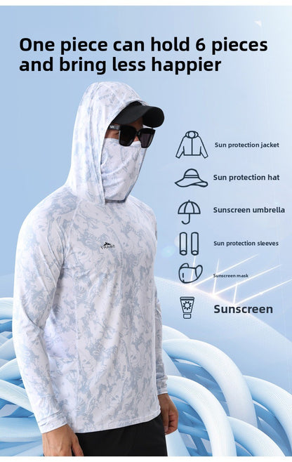 ReelUp 6-in-1 UV fishing hoodie with face mask and hood  