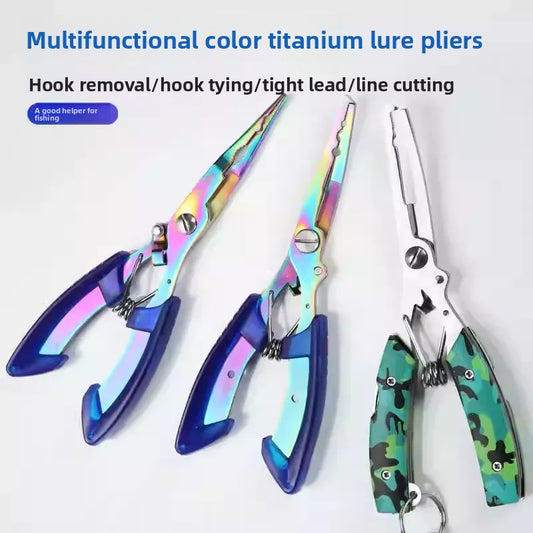Electroplated Rainbow Multi-Functional Lure Pliers – Stainless Steel Fishing Pliers