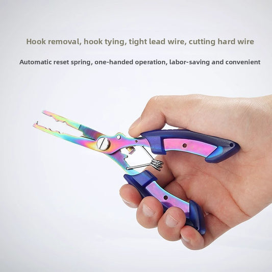 Electroplated Rainbow Multi-Functional Lure Pliers – Stainless Steel Fishing Pliers