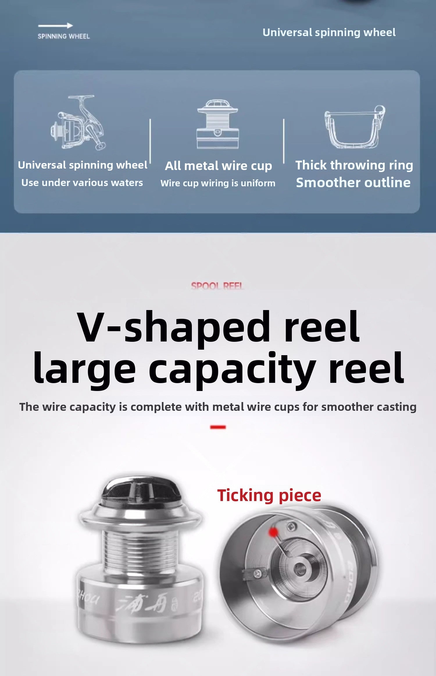 ReelUp lightweight saltwater spinning fishing reel front view