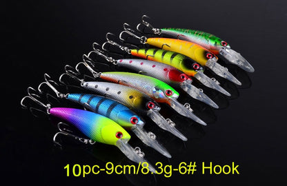 Bass and trout fishing minnow lures with lifelike swimming action