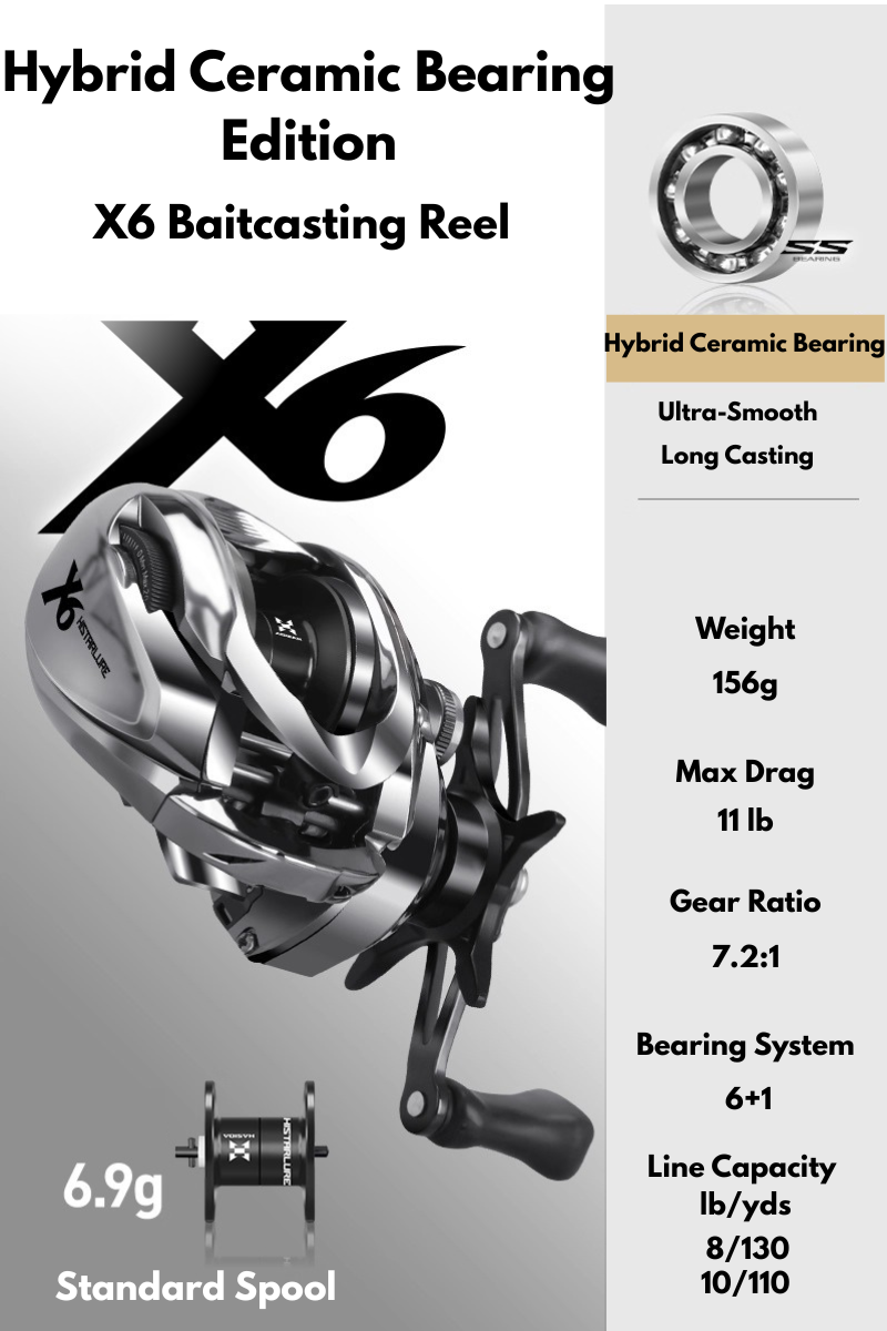 HS Fishing X1/X6 Elite Baitcaster Reel