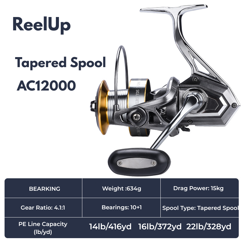 Big game spinning reel by ReelUp Fishing– CNC handle, saltwater-ready