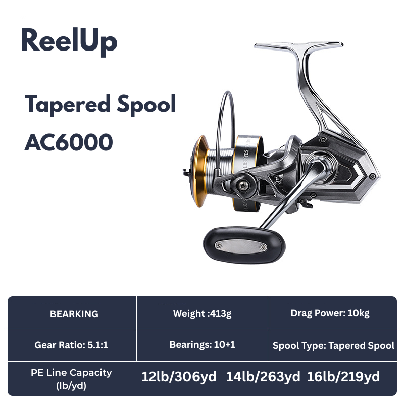 Big game spinning reel by ReelUp Fishing– CNC handle, saltwater-ready