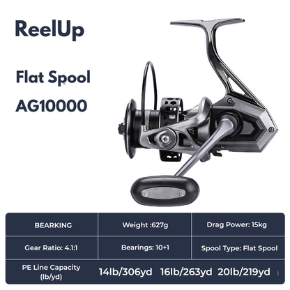 Big game spinning reel by ReelUp Fishing– CNC handle, saltwater-ready