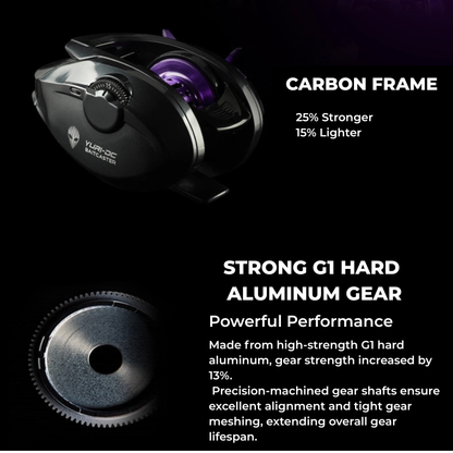ReelUp baitcasting reel carbon frame detail
