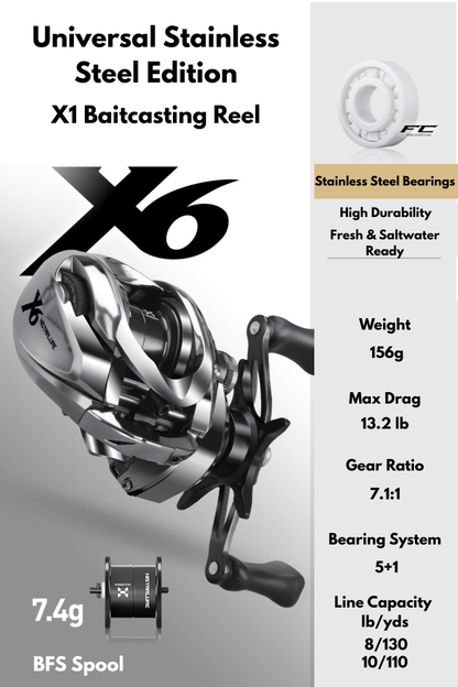 ReelUp X1/X6 Elite BFS Baitcasting Reel