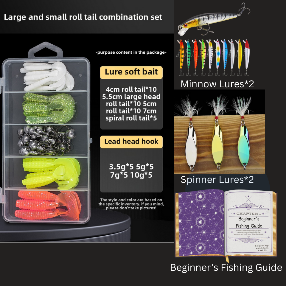 ReelUp beginner fishing lure kit with tackle box 