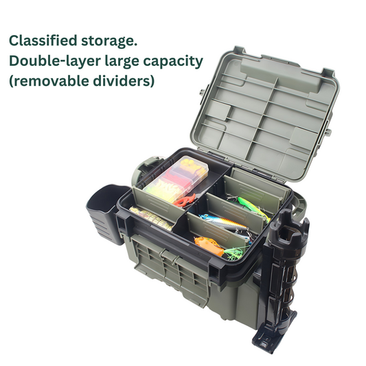 Heavy-Duty Double-Layer Fishing Tackle Box with Adjustable Dividers
