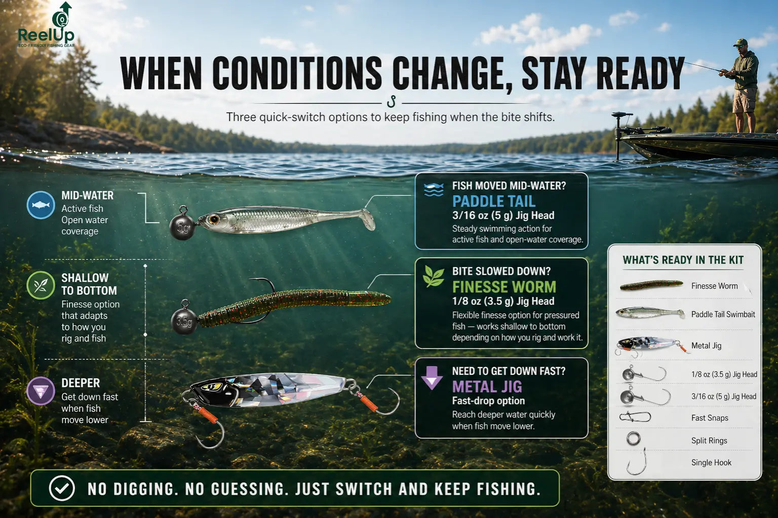 changing fishing lures Backup Tackle Kit for Bass Fishing